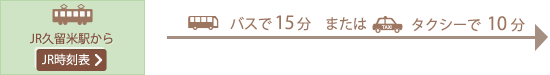 JR久留米駅からバスで15分、またはタクシーで10分